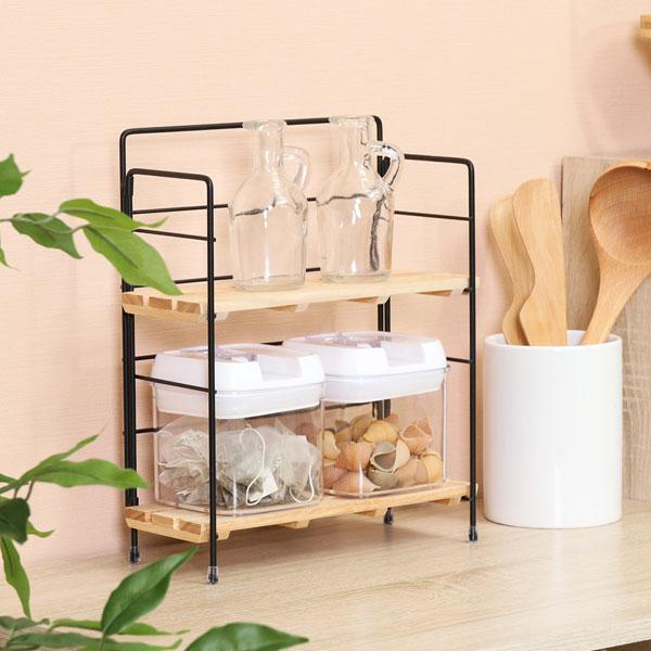 棚 ラック 2段 北欧 卓上 ディスプレイ キッチン収納 収納ラック 収納棚 おしゃれ オープンラッ...