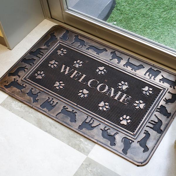玄関マット WELCOME ドッグ 犬 足マット 屋外 室内 屋内 滑り止め 店舗 おしゃれ ウェル...