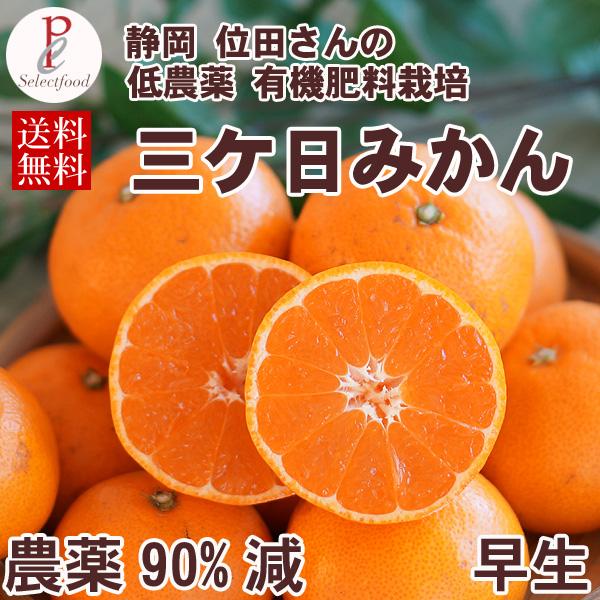 みかん 低農薬 有機肥料 農薬90%減 位田さんの 三ケ日みかん 早生 わせ 4kg 送料無料 静岡