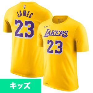 NBA レイカーズ レブロン・ジェームズ Tシャツ ユース ネーム＆ナンバー アイコン エディション ナイキ/Nike イエロー｜selection-basketball