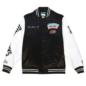 NBA スパーズ ジャケット サテン Team Origins Varsity Jacket ミッチェル＆ネス/Mitchell & Ness ブラック｜selection-basketball