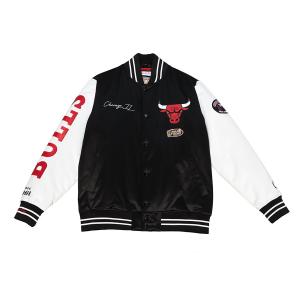 NBA シカゴ・ブルズ ジャケット サテン Team Origins Varsity Jacket ミッチェル＆ネス/Mitchell & Ness ブラック｜selection-basketball