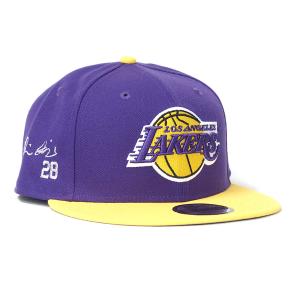 NBA 八村塁 レイカーズ キャップ サイン刺繍入り 2-Tone 9FIFTY Adjustable Hat ニューエラ/New Era パープル イエロー｜selection-basketball