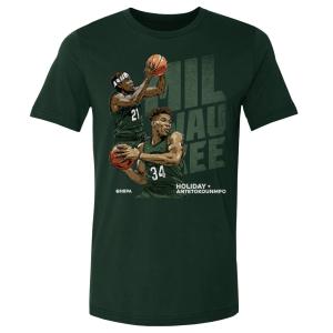 NBA ヤニス・アデトクンボ ドリュー・ホリデー ミルウォーキー・バックス Tシャツ Milwaukee Duo WHT 500Level フォレストグリーン｜selection-basketball