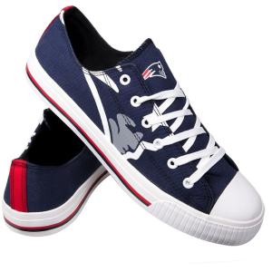 NFL ペイトリオッツ シューズ ビッグロゴ キャンパス スニーカー Low Top Big Logo Canvas Shoes Forever Collectibles ネイビー｜selection-basketball