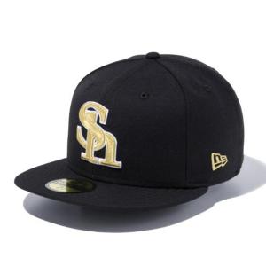 福岡ソフトバンクホークス グッズ キャップ 59FIFTY Cap ニューエラ/New Era ブラック ゴールド ホワイトアウトライン｜selection-basketball