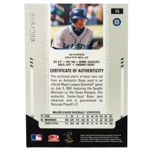 MLB イチロー シアトル・マリナーズ トレーディングカード/スポーツカード 2004 #75 ゲーム ユーズド ベース 18/200 Donruss｜selection-j