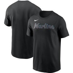 MLB マイアミ・マーリンズ Tシャツ チームワードマーク ナイキ/Nike ブラック【OCSL】｜selection-j