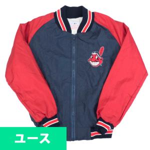 インディアンス スタジャン MLB Genuine Sports Wear ネイビー レッド ユースサイズ 長袖 アウター ジャケット ワフー酋長ロゴ｜selection-j