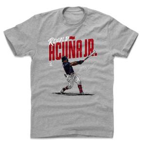 MLB ブレーブス Tシャツ ロナルド・アクーニャ・ジュニア Chisel T-Shirt 500Level ヘザーグレー｜selection-j