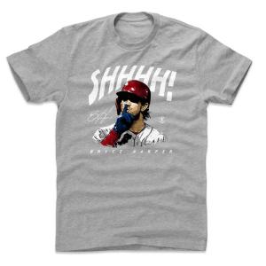 MLB フィリーズ Tシャツ ブライス・ハーパー SHHHH W T-Shirt 500Level ヘザーグレー｜selection-j