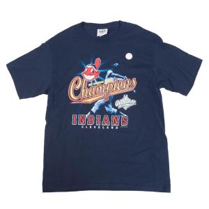 MLB インディアンス Tシャツ ワフー酋長 Chief Wahoo 1997 ア・リーグ優勝 1点物 Lee Sport ネイビー｜selection-j