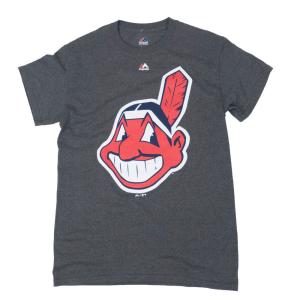 MLB インディアンス Tシャツ ワフー酋長 Chief Wahoo Logo T-Shirt マジェスティック/Majestic チャコール｜selection-j