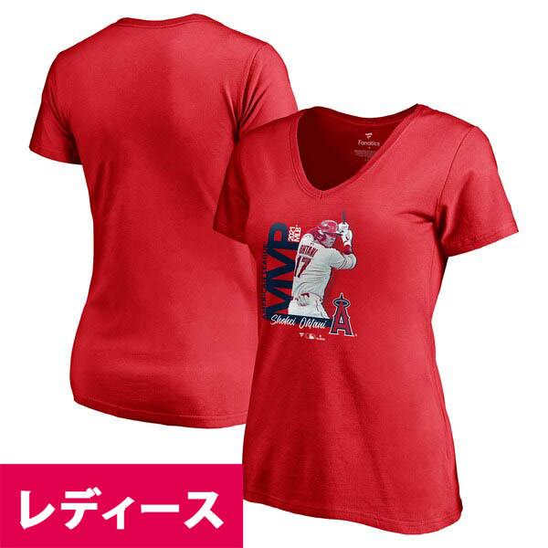 MLB 大谷翔平 エンゼルス Tシャツ レディース 2021 AL MVP受賞記念 最優秀選手 Vネ...