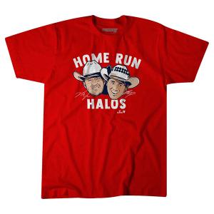 【海外限定版】MLB 大谷翔平 マイク・トラウト エンゼルス Tシャツ Home Run Halos?T-Shirt BreakingT レッド｜selection-j