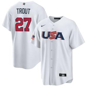 WBC マイク・トラウト アメリカ代表 ユニフォーム 2023 World Baseball Classic レプリカジャージ USA ナイキ/Nike ホワイト｜selection-j