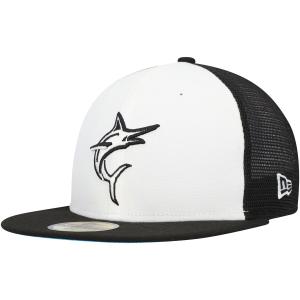 MLB マーリンズ キャップ 2023 バッティングプラクティス オンフィールド 59FIFTY ニューエラ/New Era ホワイト ブラック｜selection-j