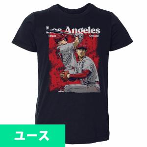 MLB 大谷翔平 マイク・トラウト エンゼルス Tシャツ キッズ ユース Los Angeles Duo WHT 500Level ネイビー｜selection-j