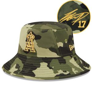 MLB 大谷翔平 エンゼルス バケハ サイン刺繍 2022 アームドフォースデー Bucket Hat ニューエラ/New Era カモ2308USBUY｜selection-j