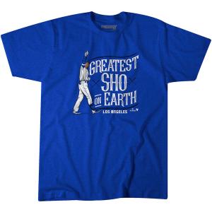 【海外限定版】MLB 大谷翔平 ドジャース Tシャツ LA'S GREATEST SHO ON EARTH T-Shirt BreakingT ロイヤル｜selection-j
