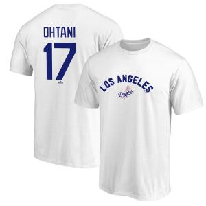 MLB 大谷翔平 ドジャース Tシャツ ネーム＆ナンバー Tシャツ 背番号 Name&Number Fanatics Branded ホワイト｜selection-j