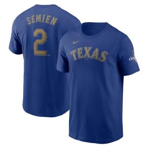 MLB マーカス・セミエン レンジャーズ Tシャツ 2024ゴールドコレクション WS優勝  ネーム＆ナンバー ナイキ/Nike ロイヤル｜selection-j