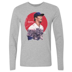 MLB 山本由伸 ドジャース Tシャツ Los Angeles D Portrait WHT Long Sleeve T-Shirt 500Level ヘザーグレー｜selection-j