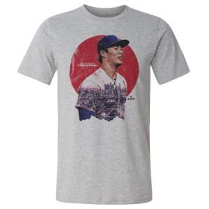 MLB 山本由伸 ドジャース Tシャツ Los Angeles D Portrait T-Shirt 500Level ヘザーグレー｜selection-j