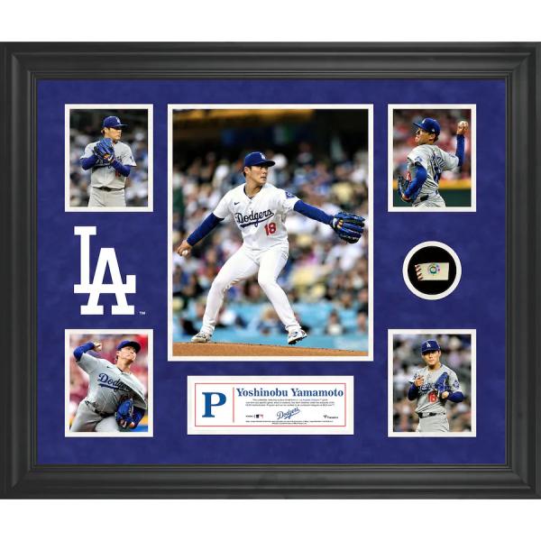 MLB 山本由伸 ドジャース フォトフレーム Framed 5-Photo Collage 実使用ボ...