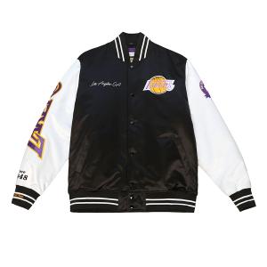 NBA レイカーズ ジャケット サテン Team Origins Varsity Jacket ミッチェル＆ネス/Mitchell & Ness ブラック｜selection-j