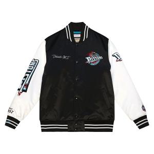 NBA ピストンズ ジャケット サテン Team Origins Varsity Jacket ミッチェル＆ネス/Mitchell & Ness ブラック｜selection-j