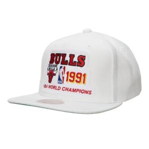 NBA シカゴ・ブルズ キャップ HWC 1991 チャンピオン スナップバック ミッチェル＆ネス/Mitchell & Ness ホワイト｜selection-j