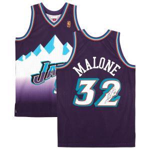 NBA カール・マローン ユタ・ジャズ 直筆サイン 1996-97 Road スウィングマンジャージ ミッチェル＆ネス/Mitchell & Ness パープル｜selection-j