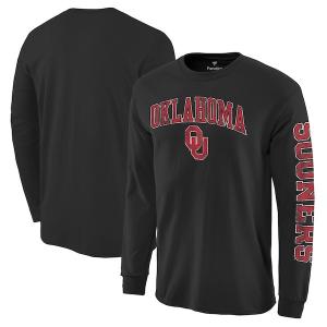 カレッジ Tシャツ NCAA オクラホマ大学 スーナーズ ディストレスト アーチ オーバー ロゴ ロングスリーブ ブラック｜selection-j