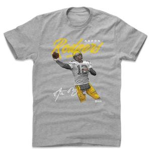 NFL パッカーズ アーロン・ロジャース Tシャツ Player Art Cotton T-Shirt 500Level グレー【OCSL】｜selection-j