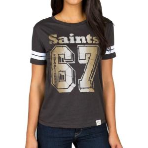 セインツ Tシャツ NFL レディース Varsity Stripes T-Shirt Junk Food ブラック｜selection-j