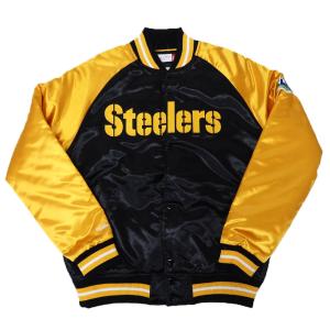 NFL スティーラーズ スタジャン タフ シーズン サテン ジャケット アウター ミッチェル＆ネス/Mitchell & Ness ブラック｜selection-j