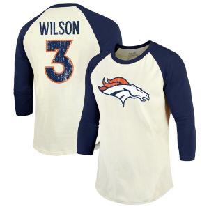 NFL ラッセル・ウィルソン ブロンコス Tシャツ Threads Name & Number ラグランスリーブ T-Shirt マジェスティック/Majestic Cream/Navy｜selection-j