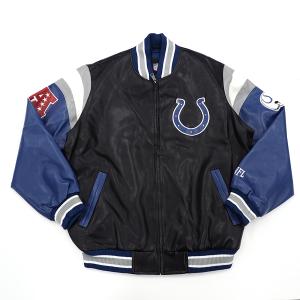 NFL コルツ ジャケット Faux Leather Jacket G-III ブラック ロイヤル｜selection-j