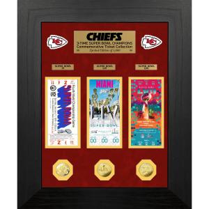 NFL チーフス コイン Three-Time Super Bowl Champions 18'' x 22'' Deluxe コイン & チケット Collection Highland Mint｜selection-j