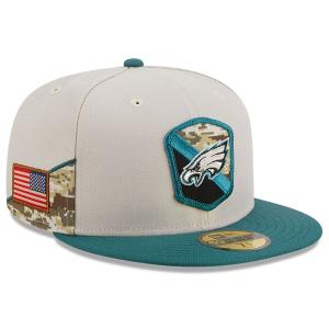 NFL イーグルス キャップ サルートトゥサービス2023 59FIFTY Fitted Hat ニューエラ/New Era ストーン ミッドナイトグリーン｜selection-j