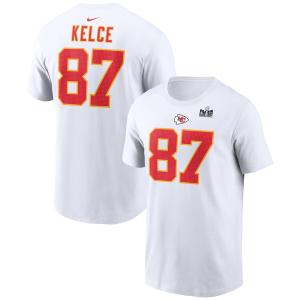 NFL トラビス・ケルス チーフス Tシャツ 第58回スーパーボウル進出記念 Patch Player Name & Number T-Shirt ナイキ/Nike ホワイト｜selection-j
