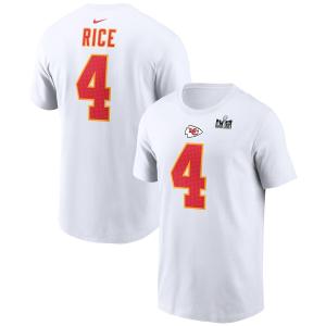 NFL ラシー・ライス チーフス Tシャツ 第58回スーパーボウル進出記念 Patch Player Name & Number T-Shirt ナイキ/Nike ホワイト｜selection-j