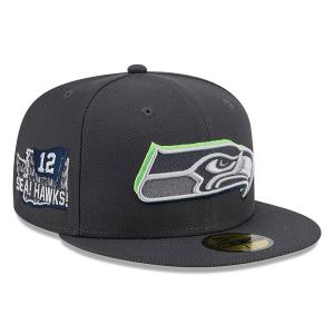 NFL シーホークス キャップ ドラフト2024 Draft 59FIFTY Fitted Hat オンステージ ニューエラ/New Era グラファイト｜selection-j