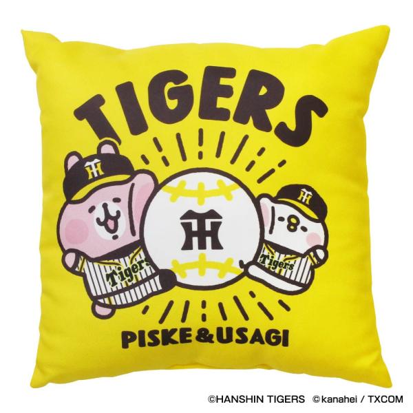 阪神タイガース グッズ カナヘイの小動物 ピスケ&amp;うさぎ  ×  タイガース クッション Space...
