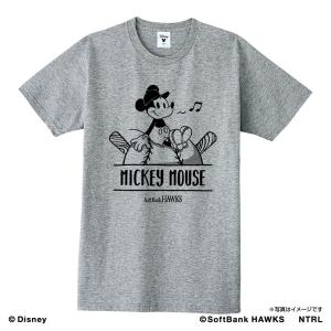 福岡ソフトバンクホークス グッズ Tシャツ ミッキーマウス（ひとやすみ）×福岡ソフトバンクホークス　Tシャツ Space Age 杢グレー｜selection-j