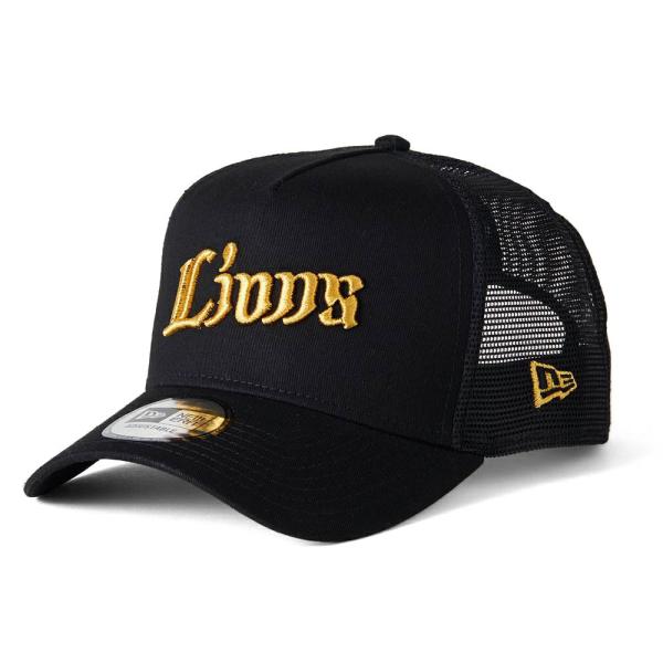 埼玉西武ライオンズ グッズ キャップ Aフレーム ブラックゴールド/ワードマーク ニューエラ/New...