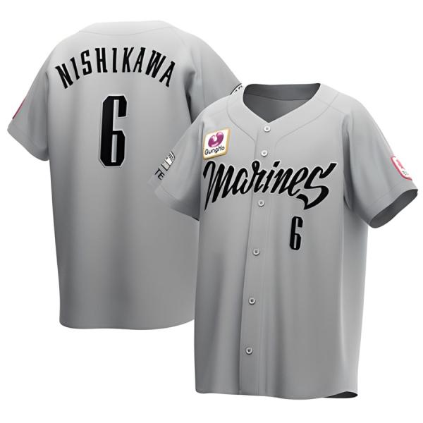 西川史礁 千葉ロッテマリーンズ グッズ ユニフォーム レプリカユニホーム ミズノ/MIZUNO グレ...