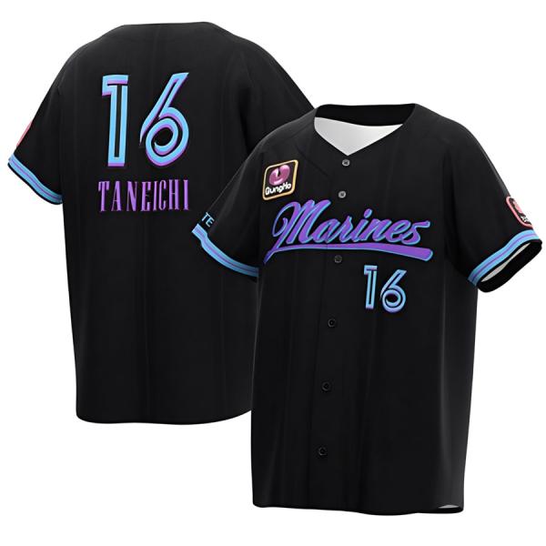 種市篤暉 千葉ロッテマリーンズ グッズ ユニフォーム レプリカユニホーム ミズノ/MIZUNO ブラ...