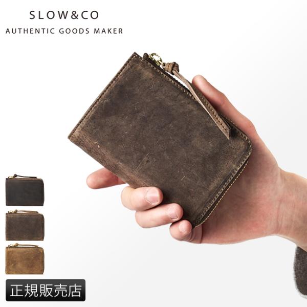 SLOW スロウ 財布 二つ折り財布 box型小銭入れ L字ファスナー 本革 レザー クーズー ミド...
